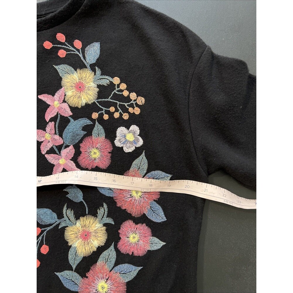 Zara Trafaluc Dress S Womens Black Floral Mini Shift Short Sleeve Sweater NWT - Picture 11 of 13